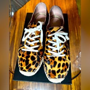 JCrew calf hair espadrilles leopard print